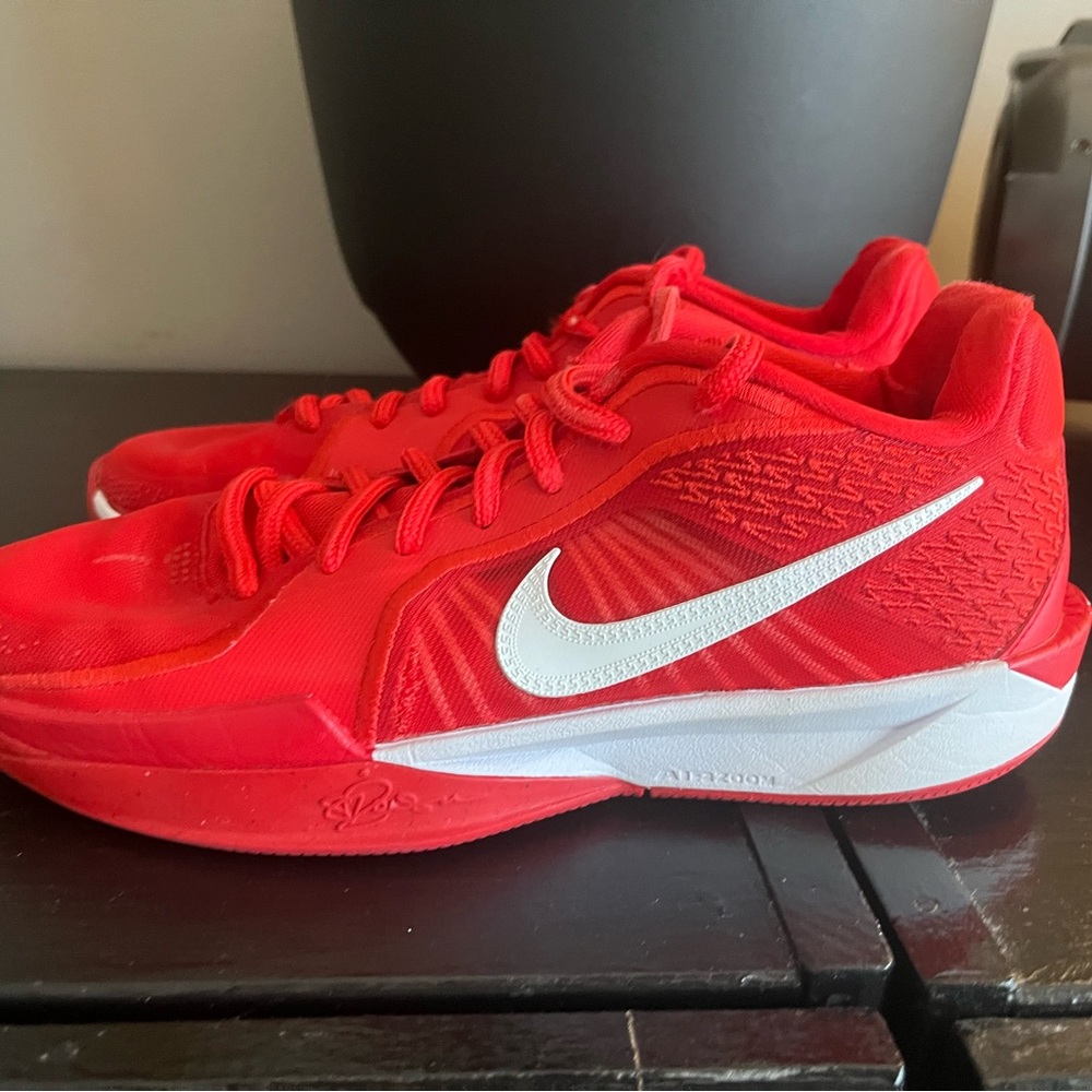 Nike Red and White Basketball Athletic Shoes